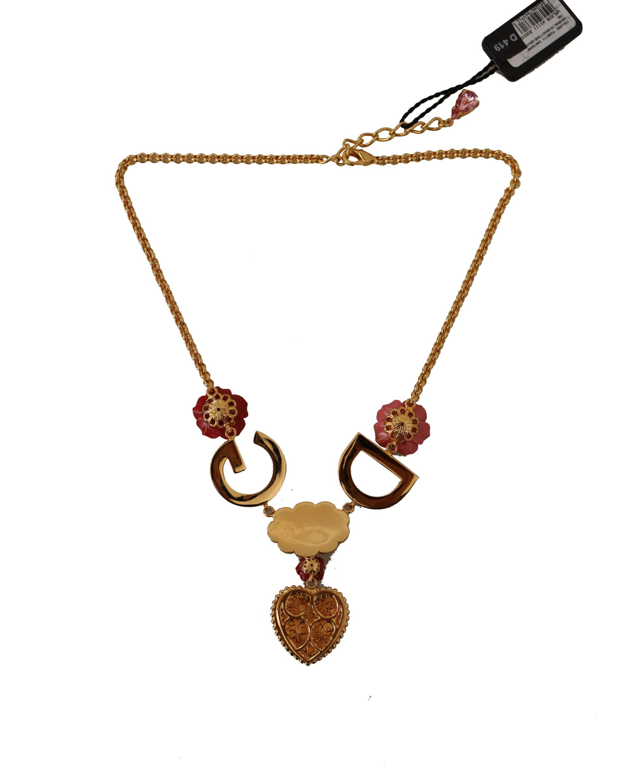 Gull Rose Love Crystal Charm-kjedekjede