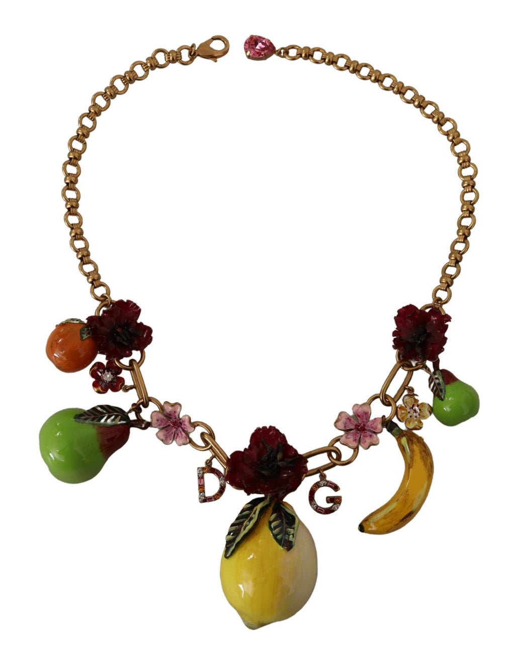 Halsband med sicilianska frukter och rosor i guld och mässing