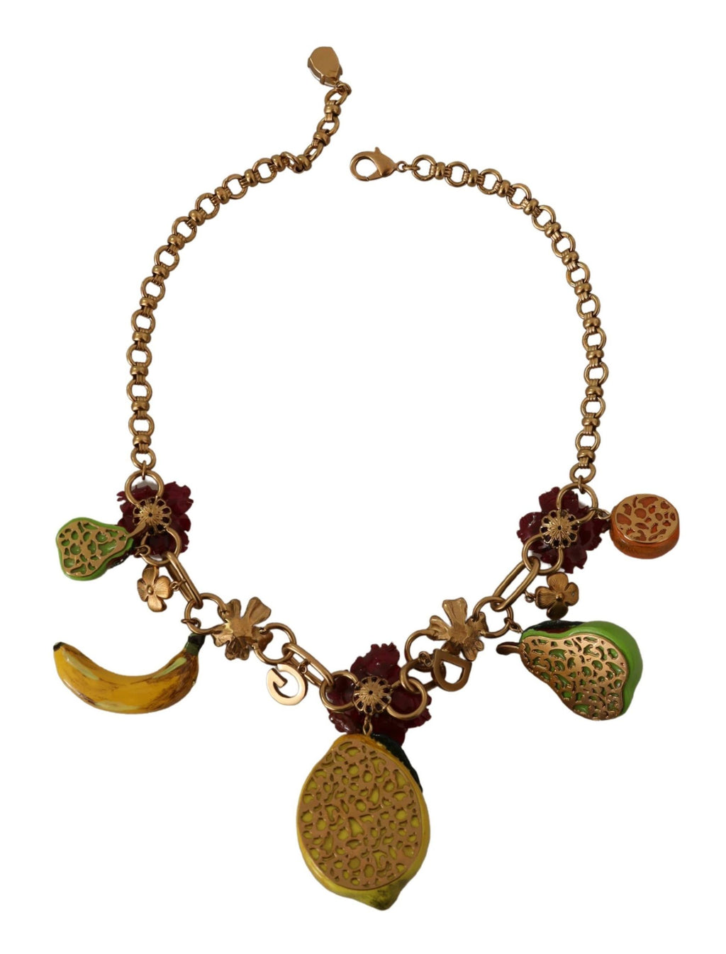 Halsband med sicilianska frukter och rosor i guld och mässing