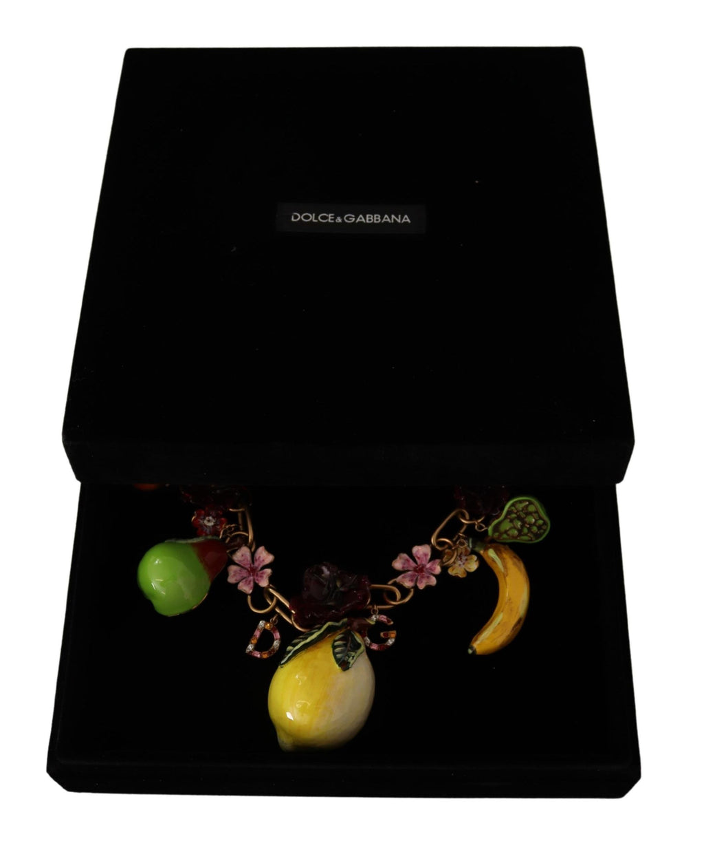 Halsband med sicilianska frukter och rosor i guld och mässing