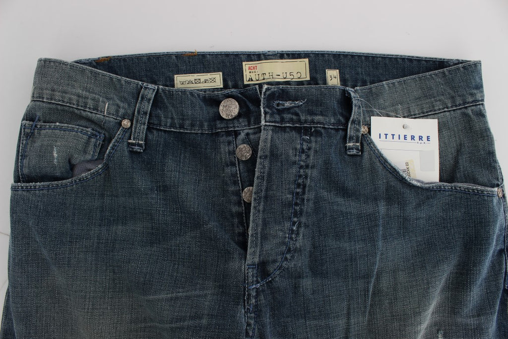 Blåvasket bomullsdenimjeans med vanlig passform
