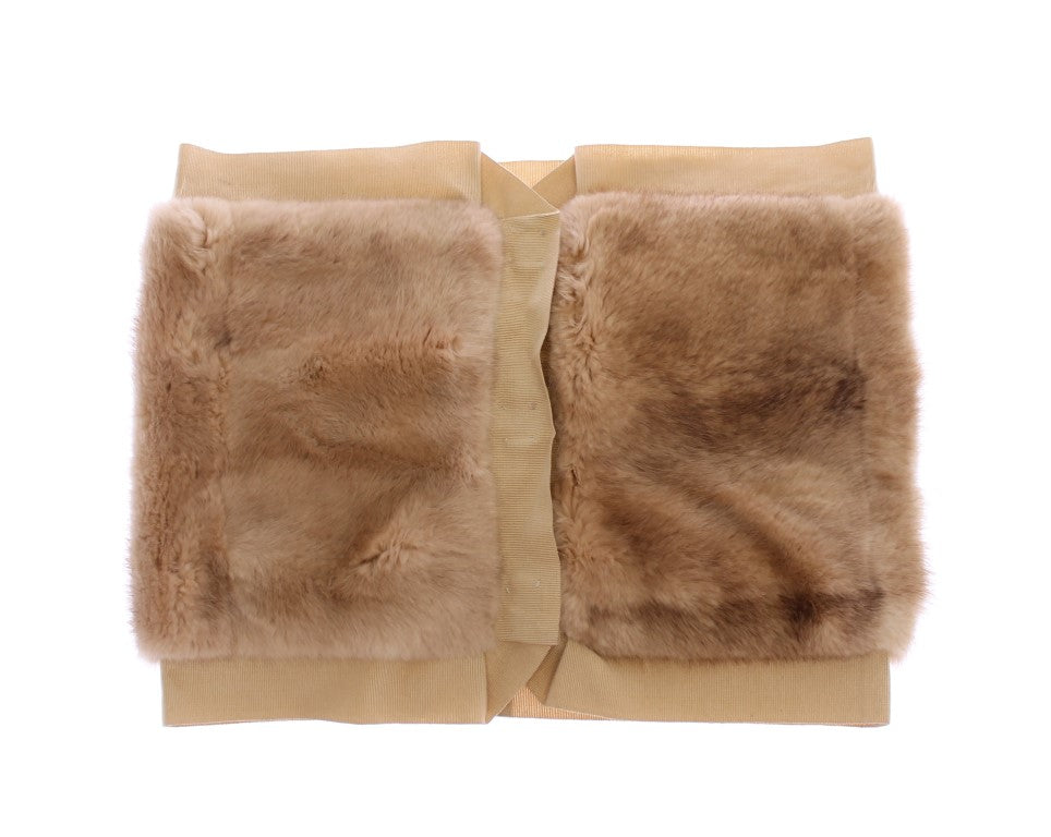 Beige MINK-pälshalsduk med halsringning