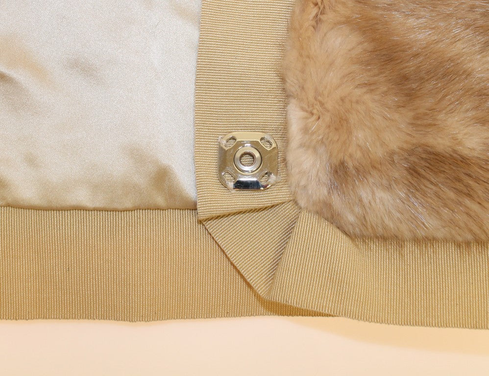 Beige MINK-pälshalsduk med halsringning