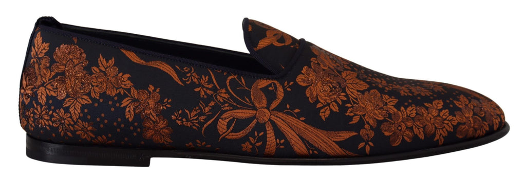 Blå rustfargede blomstertøfler Loafers Sko