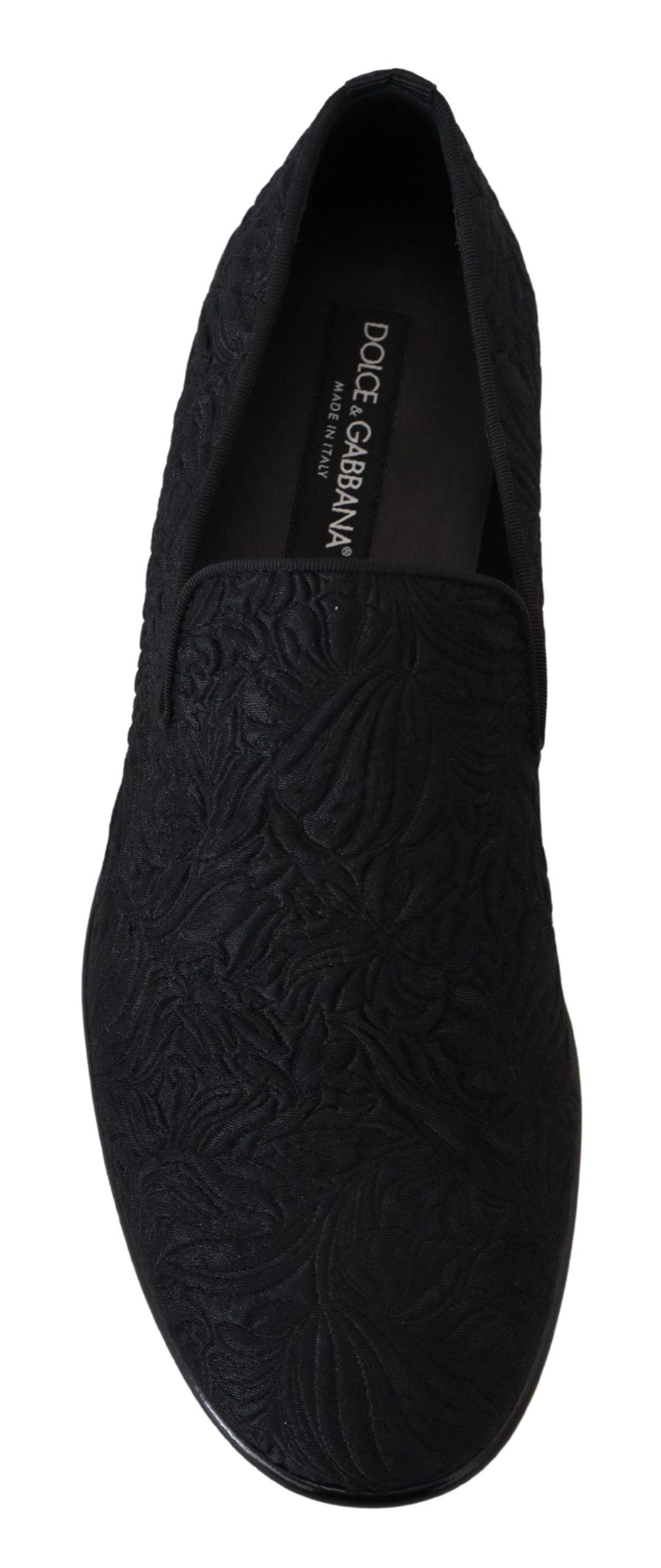 Svarte blomstermønster jacquard tøfler loafers sko
