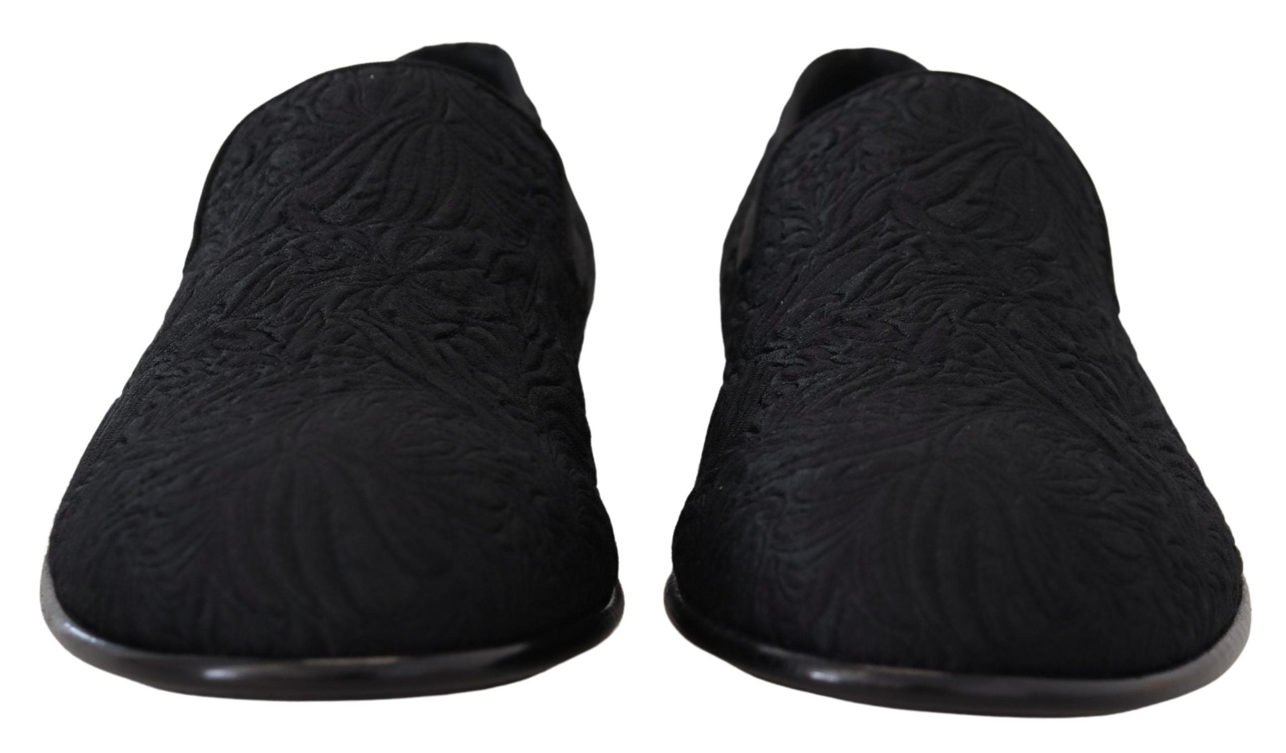 Svarte blomstermønster jacquard tøfler loafers sko