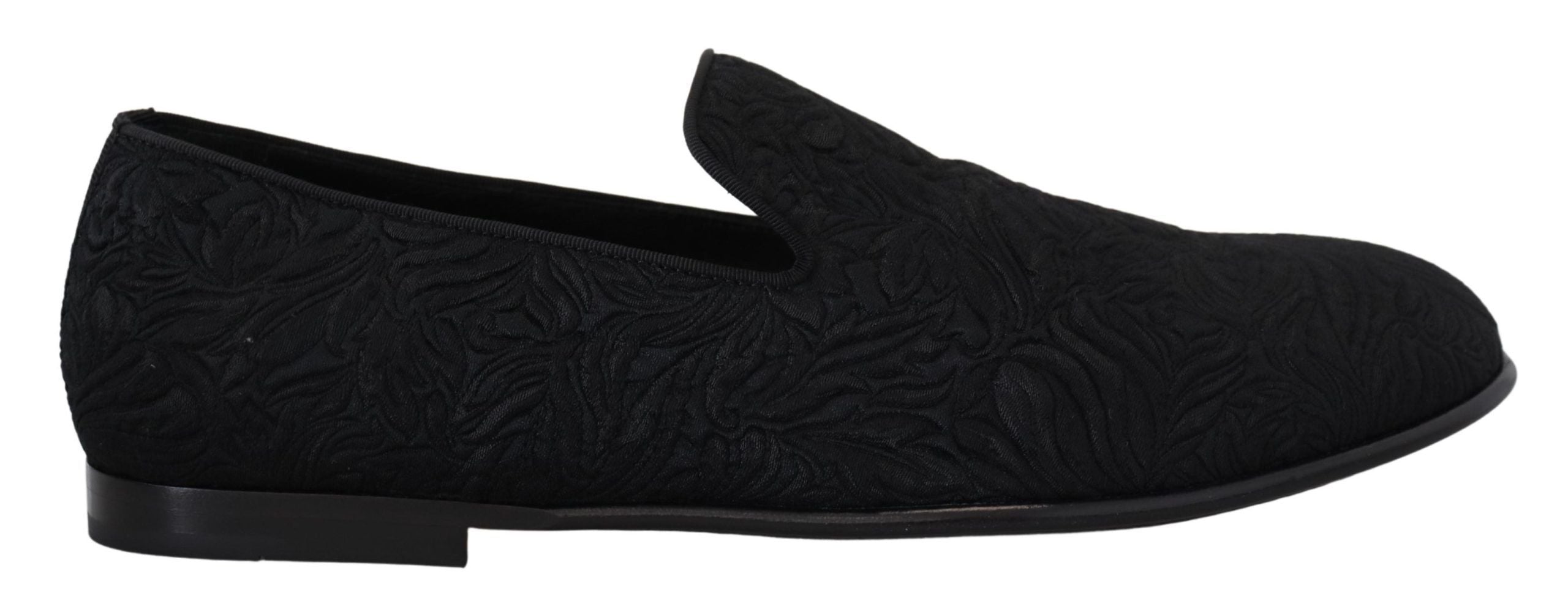 Svarte blomstermønster jacquard tøfler loafers sko