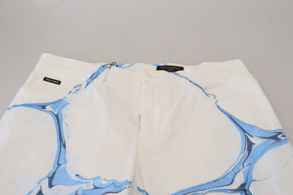 Dolce &amp; Gabbana Vita Blå Denim Bomullsjeans Stretchiga Skinny Fit Byxor