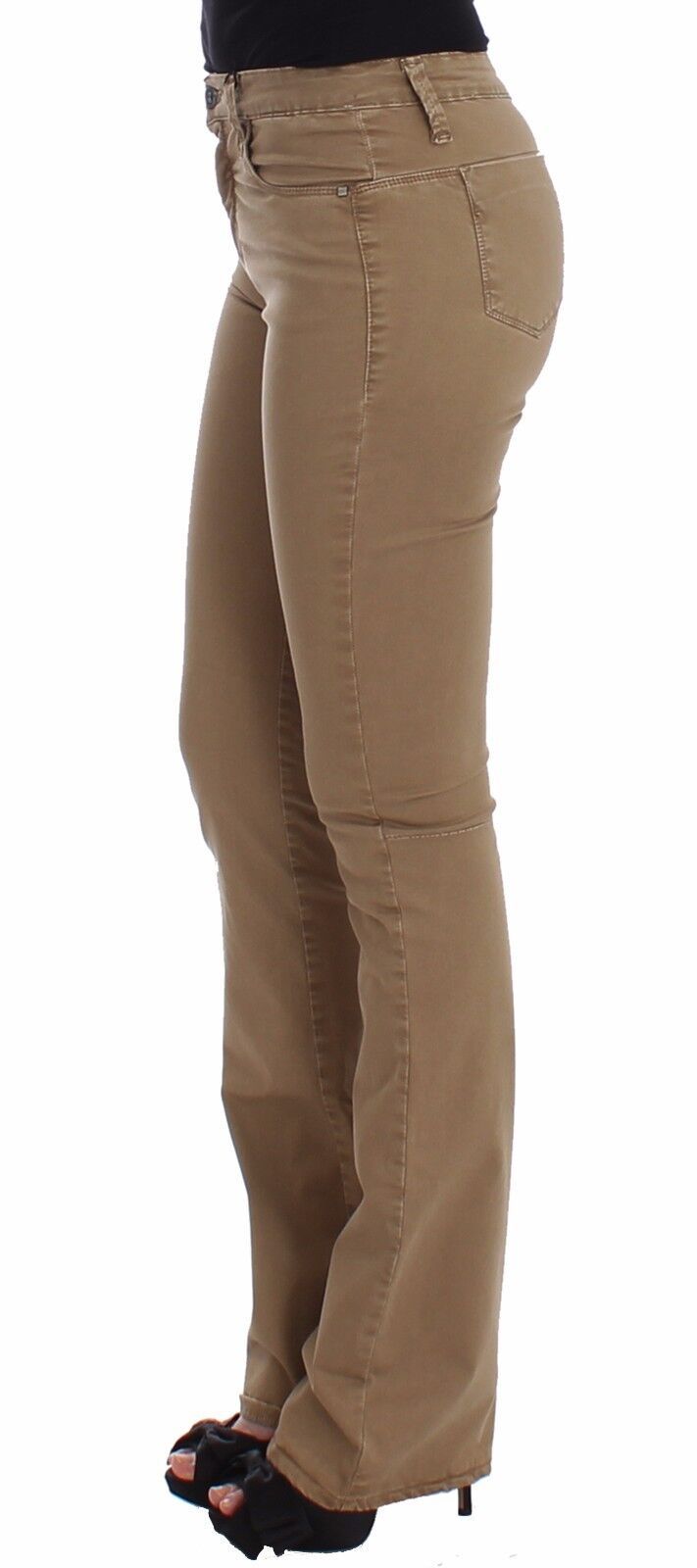 Beige rette ben denimbukser stretchjeans