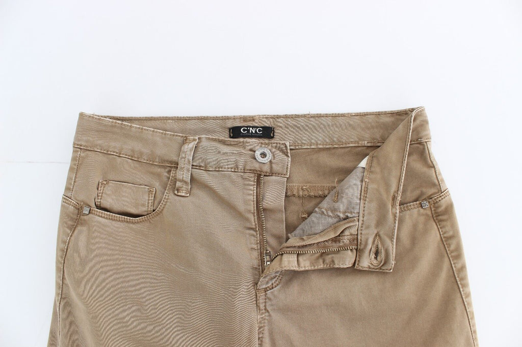 Beige rette ben denimbukser stretchjeans