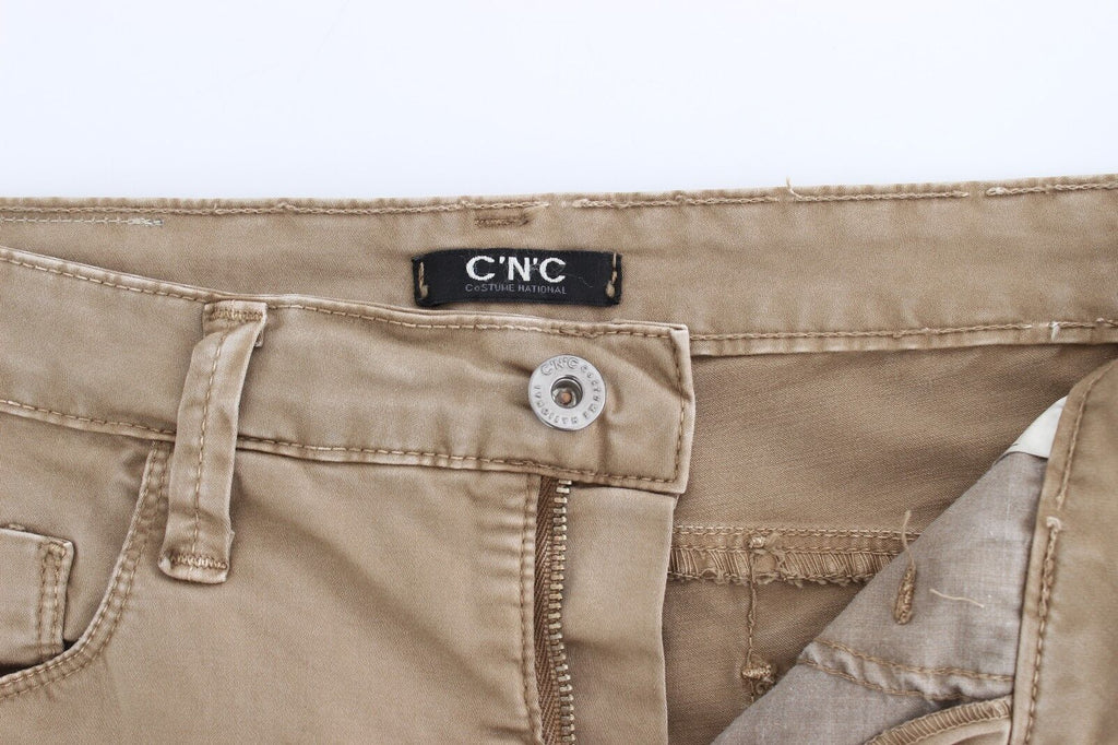 Beige rette ben denimbukser stretchjeans