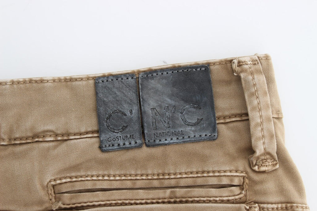 Beige rette ben denimbukser stretchjeans
