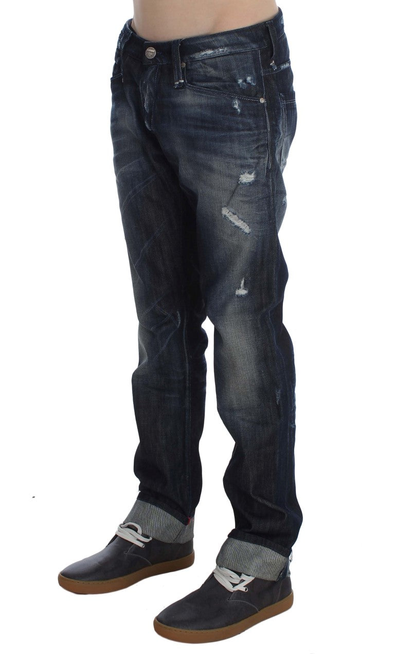 Blå bomullsjeans med vanlig rett passform