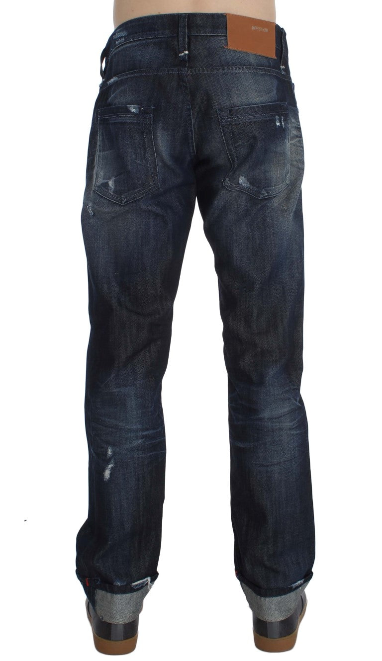 Blå bomullsjeans med vanlig rett passform
