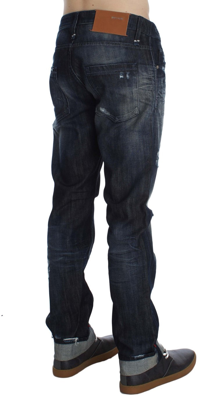 Blå bomullsjeans med vanlig rett passform