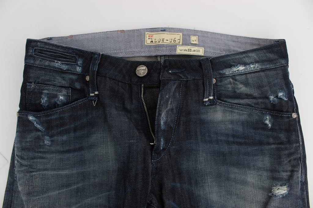 Blå bomullsjeans med vanlig rett passform