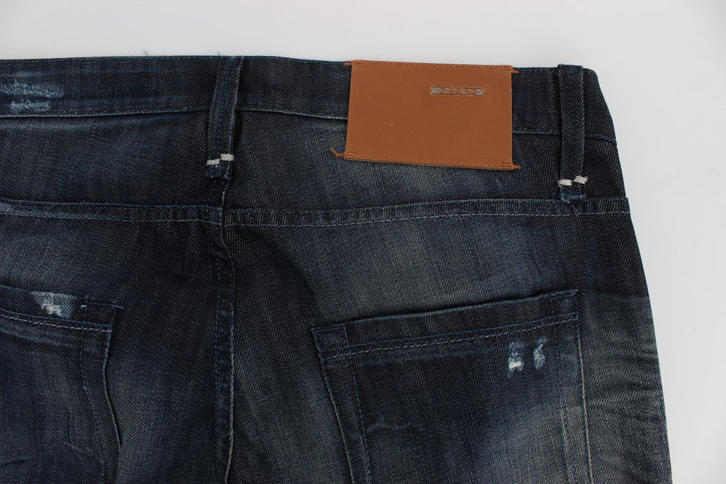 Blå bomullsjeans med vanlig rett passform
