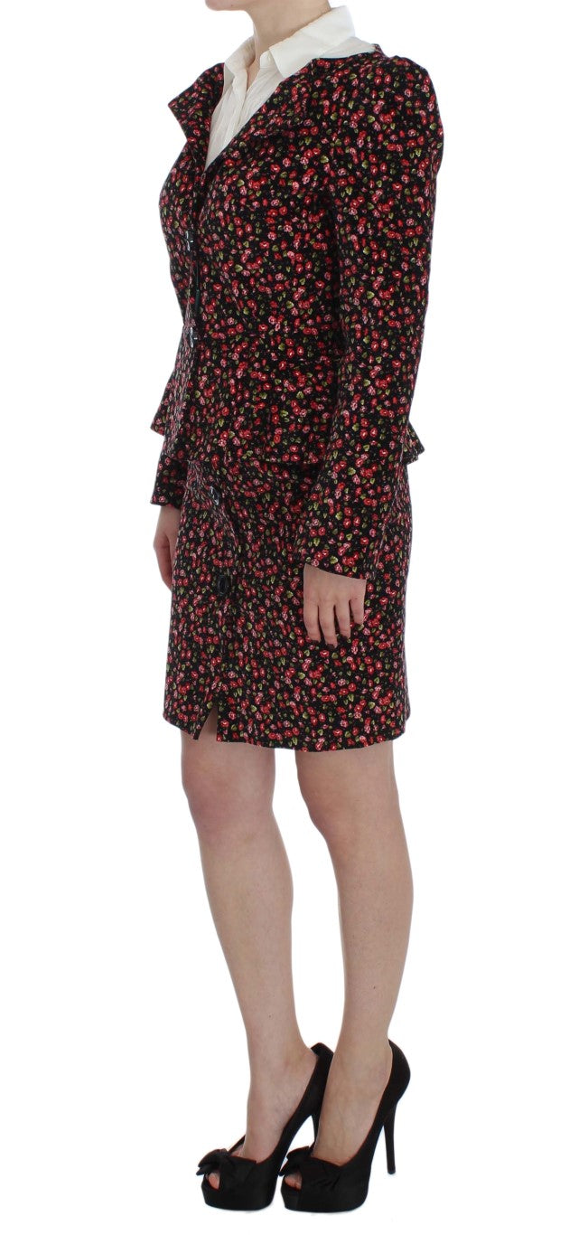 Svart flerfarget blomsterdress