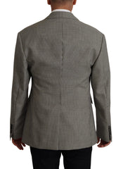 Dolce & Gabbana Gray Checkered Single Breasted Jacket Blazer