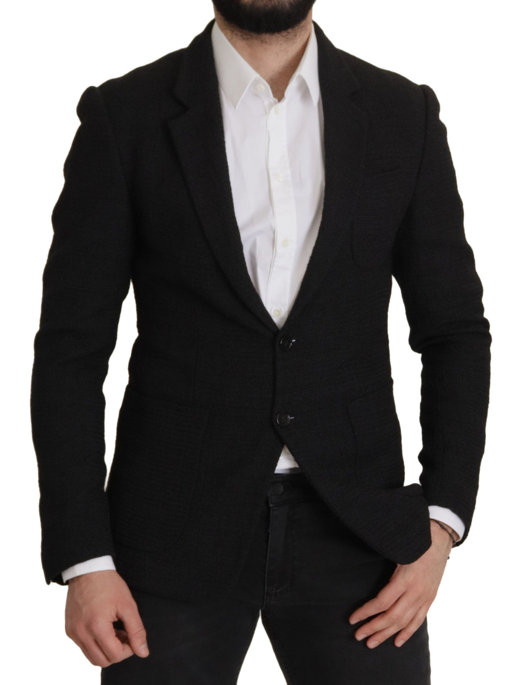 Svart enkeltspent frakk herreblazer