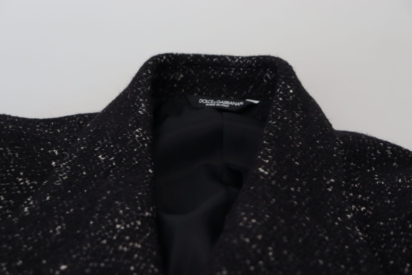 Dolce &amp; Gabbana Svart Ull Dubbelknäppt Kappa Herrjacka