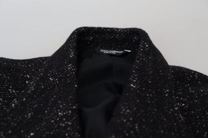 Dolce &amp; Gabbana Svart Ull Dubbelknäppt Kappa Herrjacka