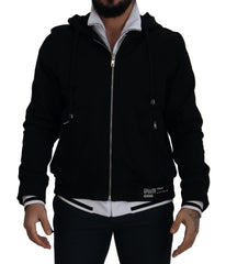 Dolce & Gabbana Black Polyester Hooded Full Zip Jacket