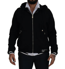 Dolce & Gabbana Black Polyester Hooded Full Zip Jacket