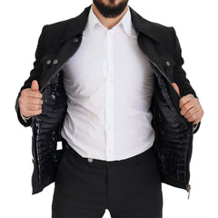 Dolce & Gabbana Black Wool Collared Full Zip Jacket