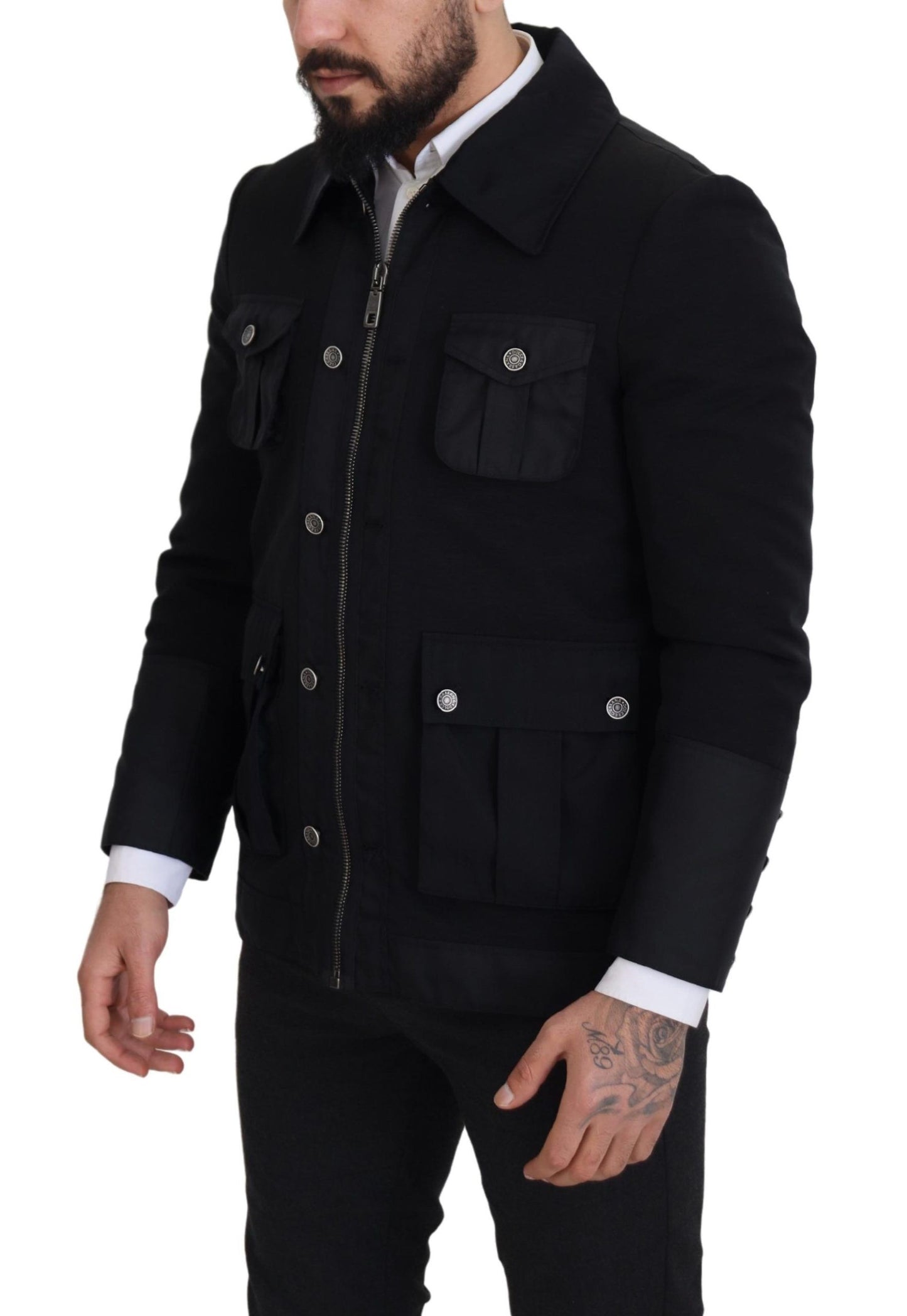 Dolce &amp; Gabbana Svart Ulljacka Med Hel Dragkedja