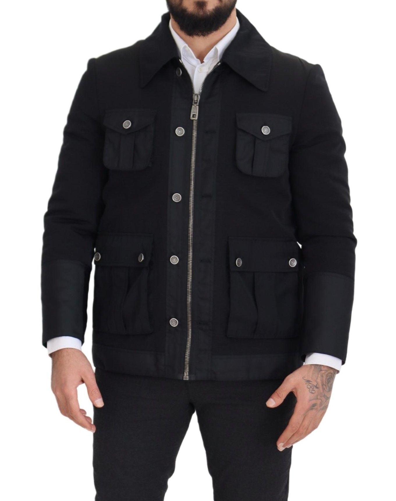Dolce &amp; Gabbana Svart Ulljacka Med Hel Dragkedja