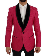 Dolce & Gabbana Pink Floral Brocade Slim Blazer Jacket
