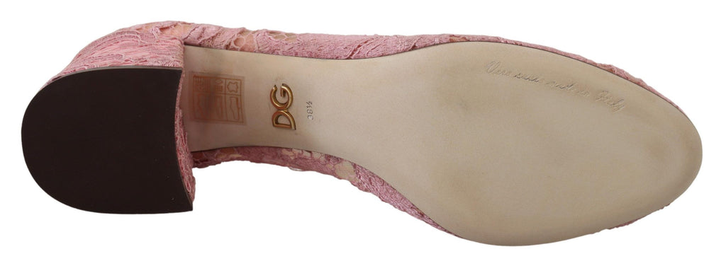 Rosa Taormina Pumps i Spets med Kristaller och Pastellfärgade Skor