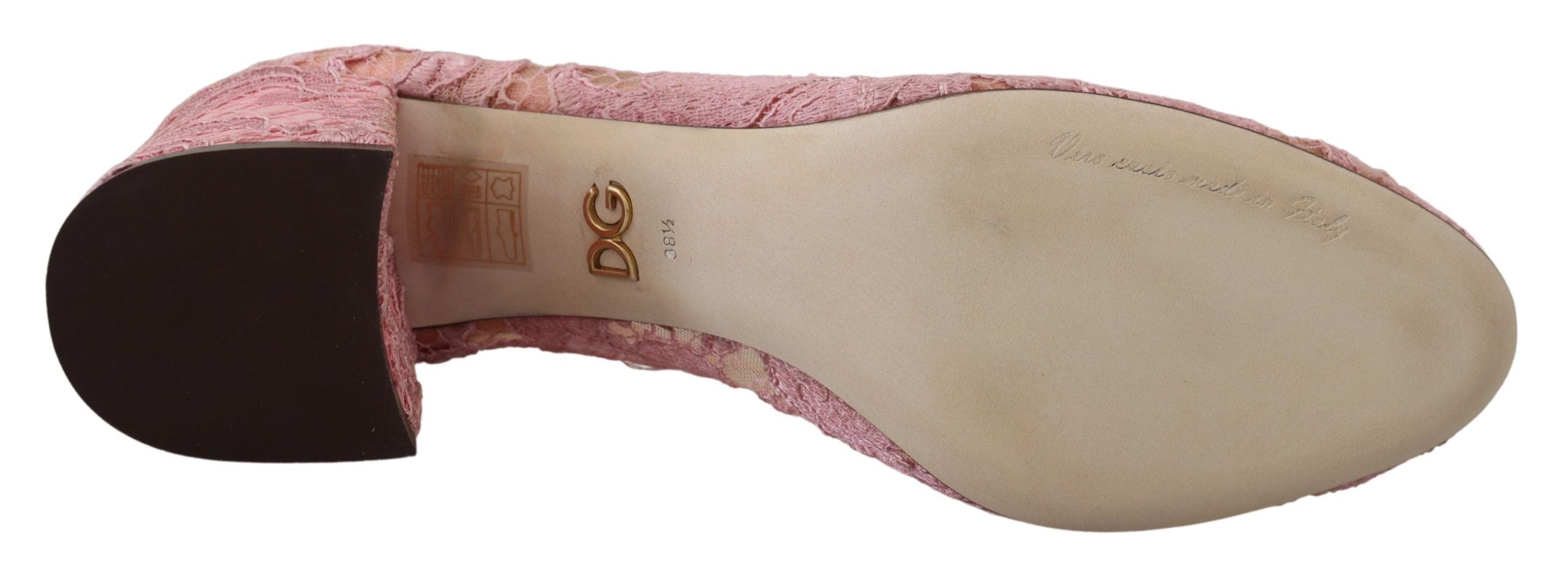 Rosa Taormina Pumps i Spets med Kristaller och Pastellfärgade Skor