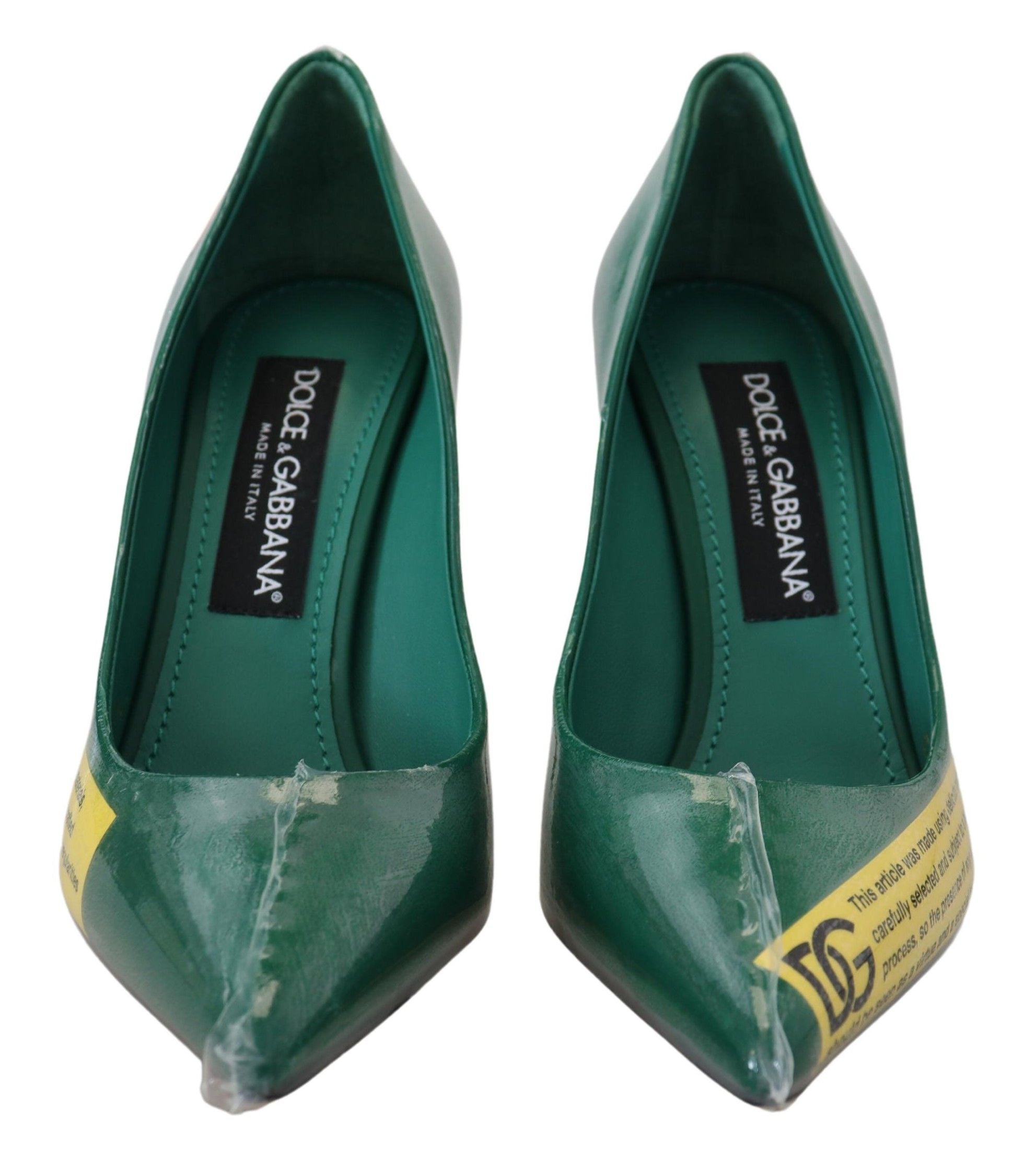 Gröna Läderklackade Pumps Plastskor