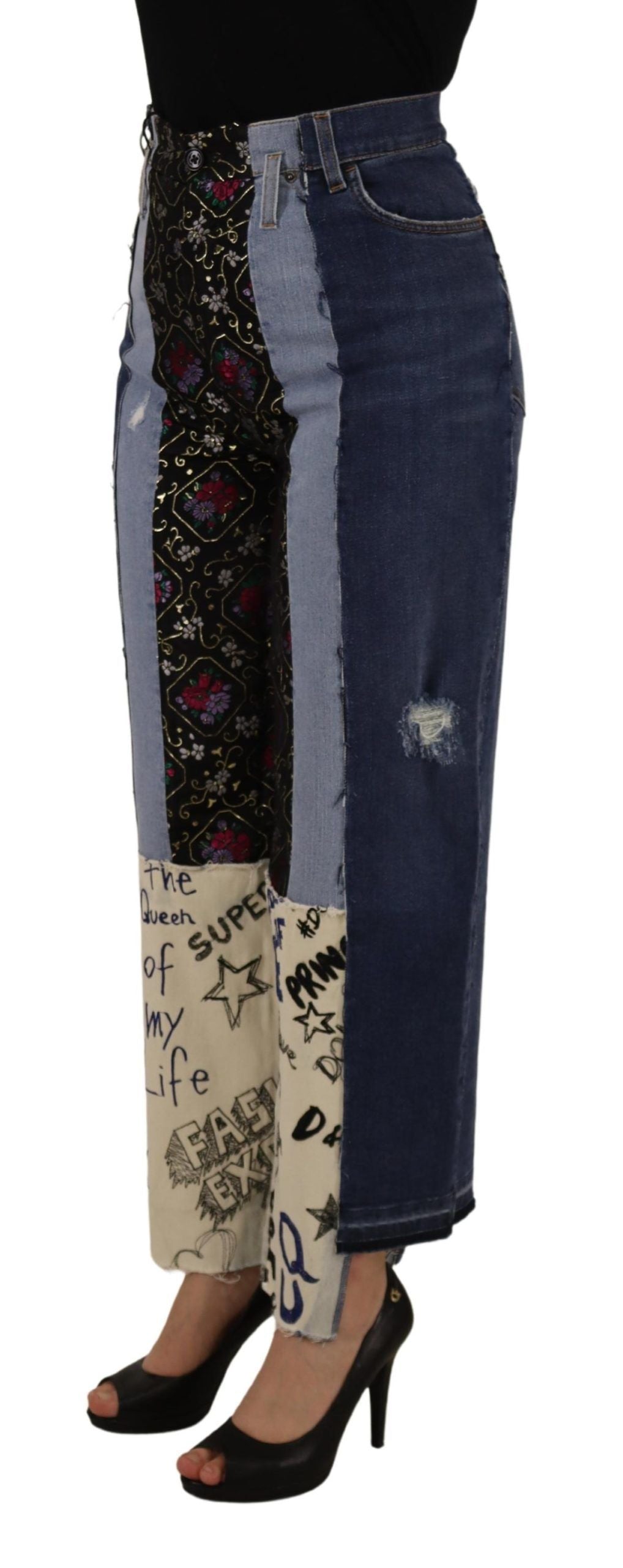Flerfärgade Patchwork DG Fashion Vida Jeansbyxor