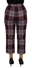 Dolce & Gabbana Gray Checked High Waist Cropped Trouser Pants