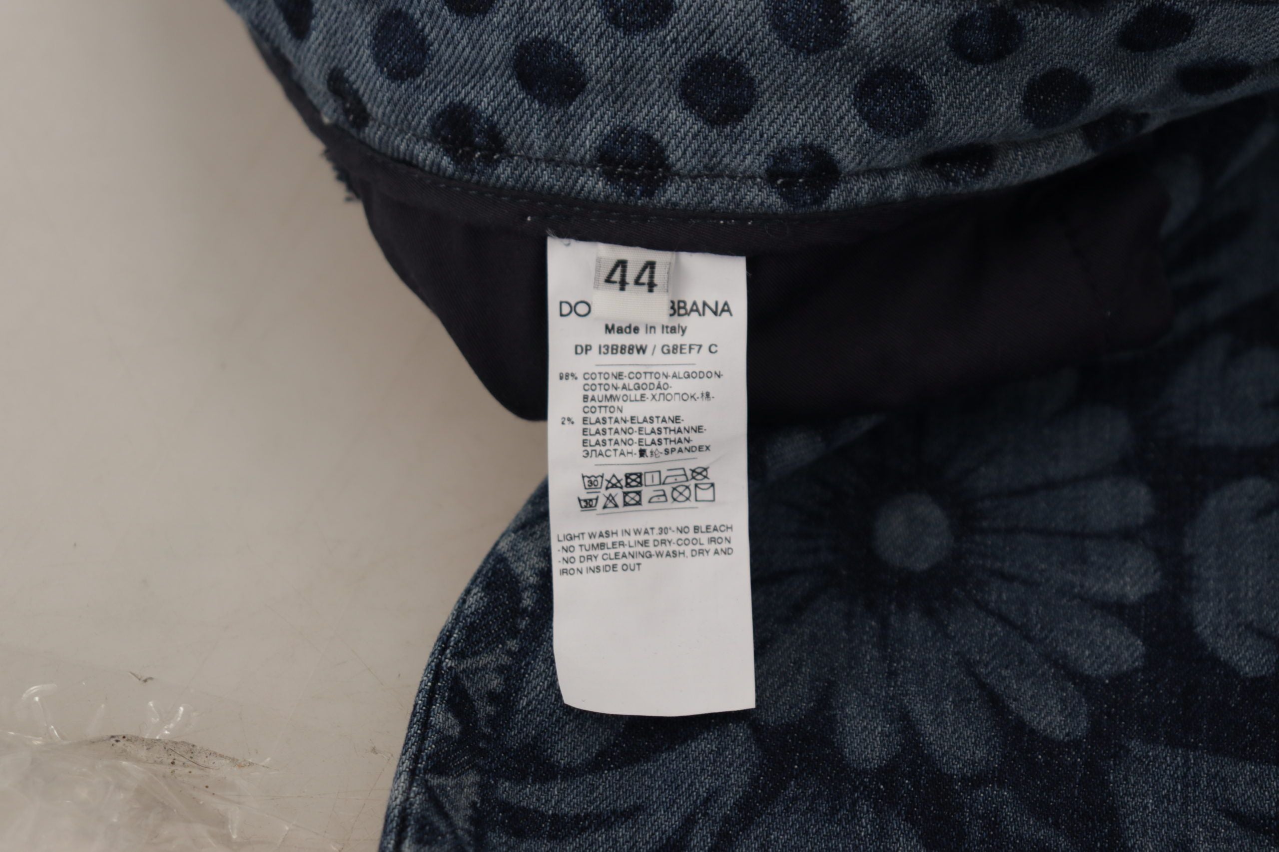 Blå blommiga skinny jeans med hög midja