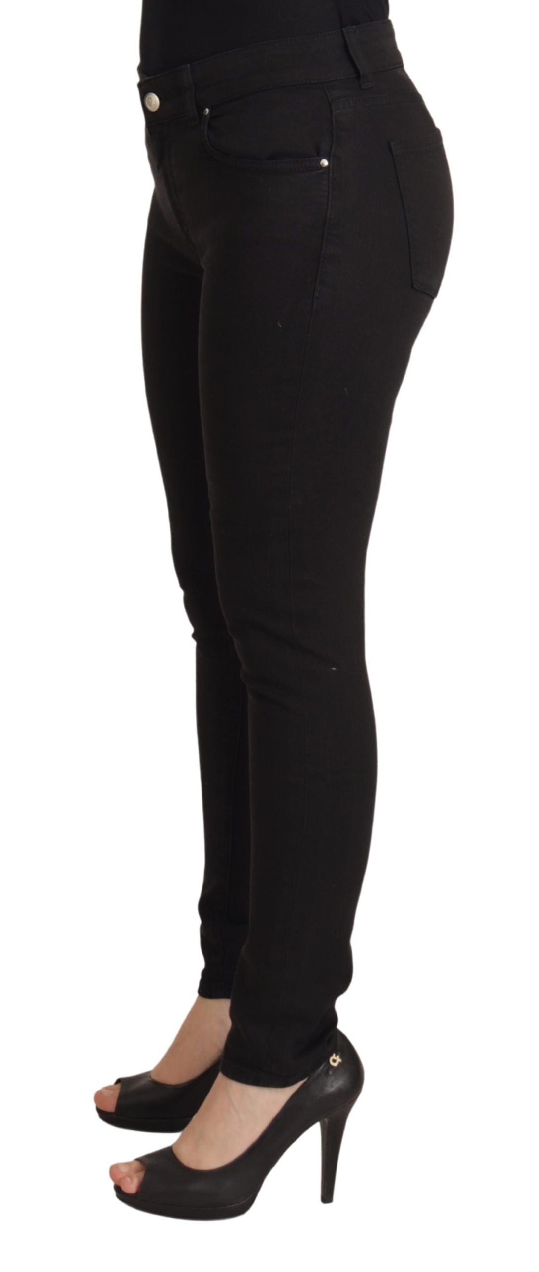 Svarta skinny jeans med medelhög midja i bomull