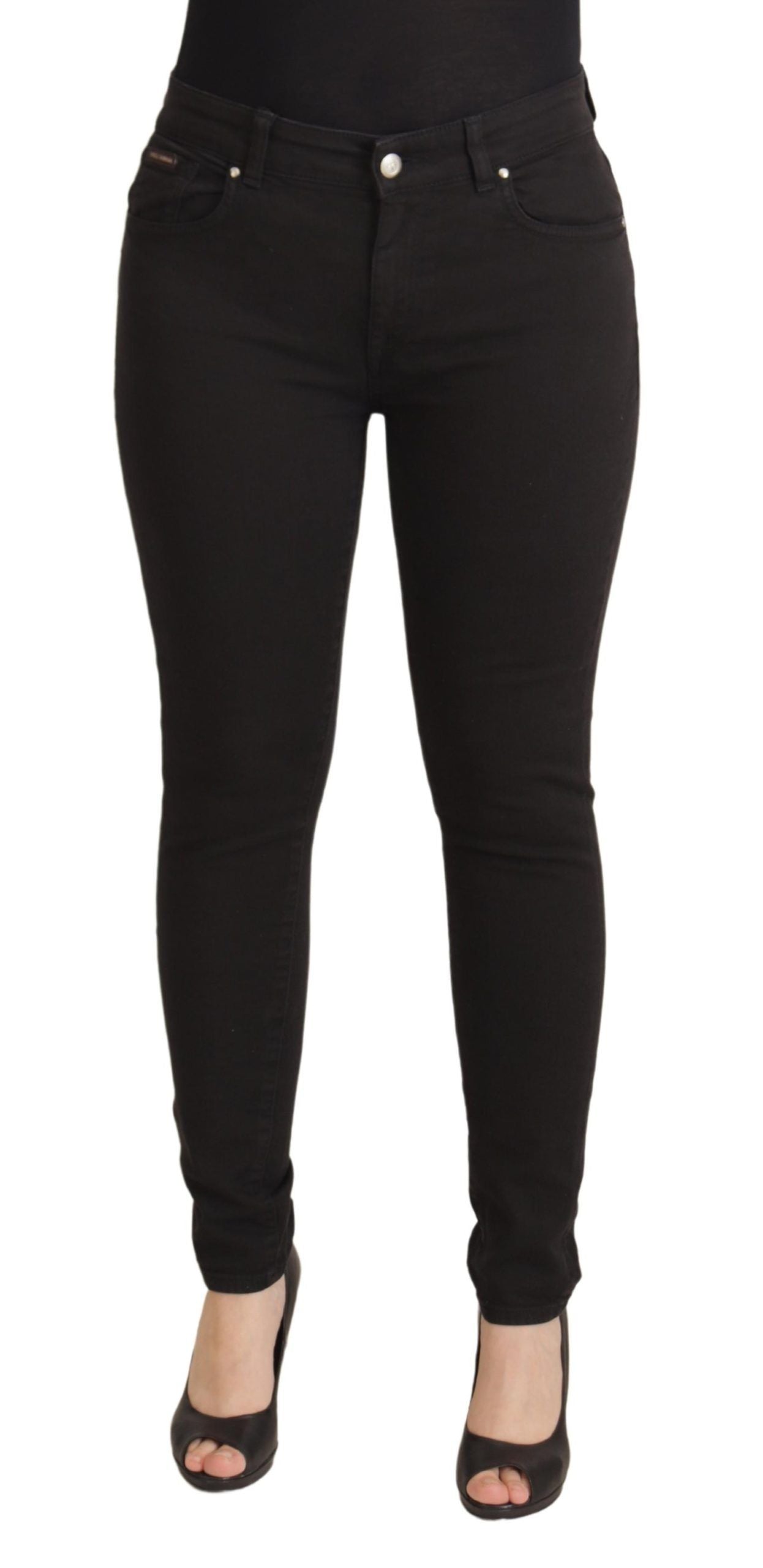 Svarta skinny jeans med medelhög midja i bomull