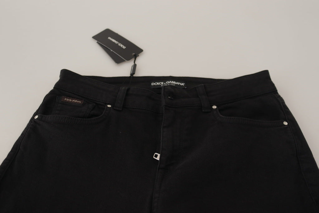 Svarta skinny jeans med medelhög midja i bomull