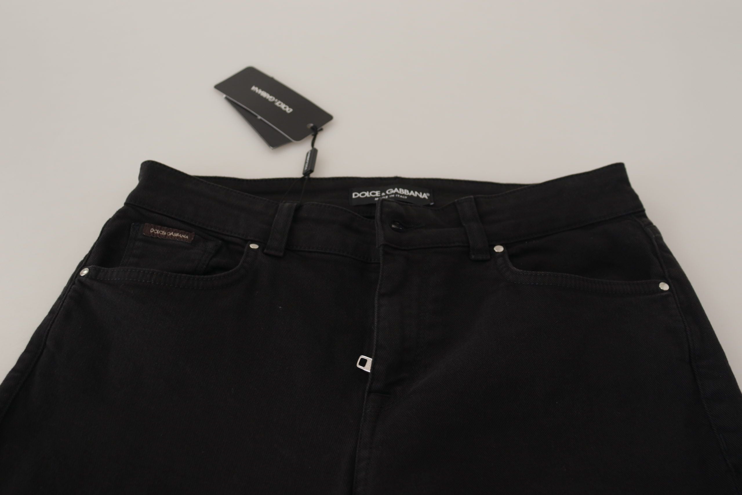 Svarta skinny jeans med medelhög midja i bomull