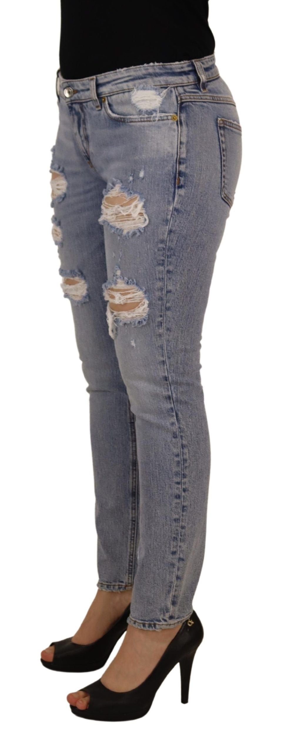 Blå skinny jeans med låg midja i bomull och stretch