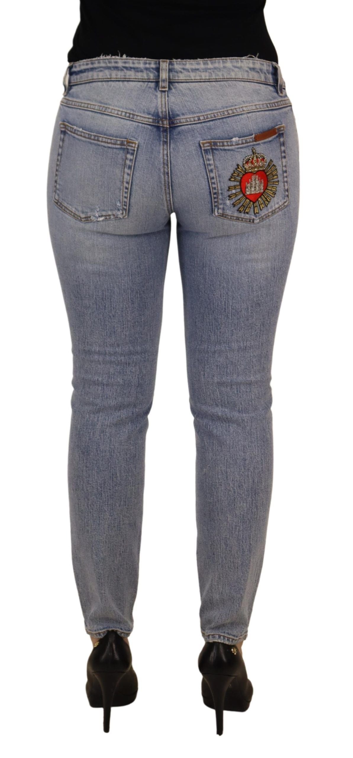 Blå skinny jeans med låg midja i bomull och stretch