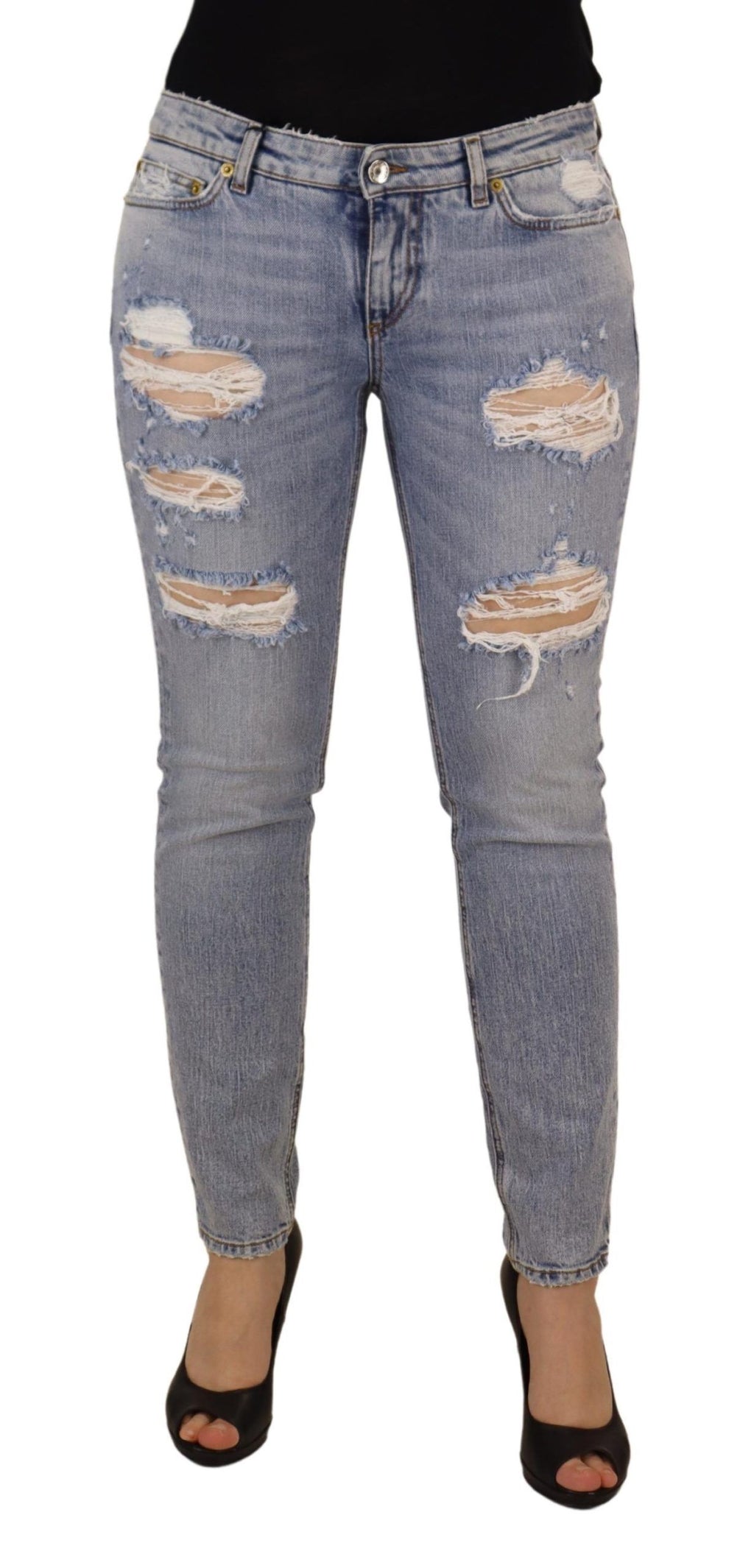 Blå skinny jeans med låg midja i bomull och stretch