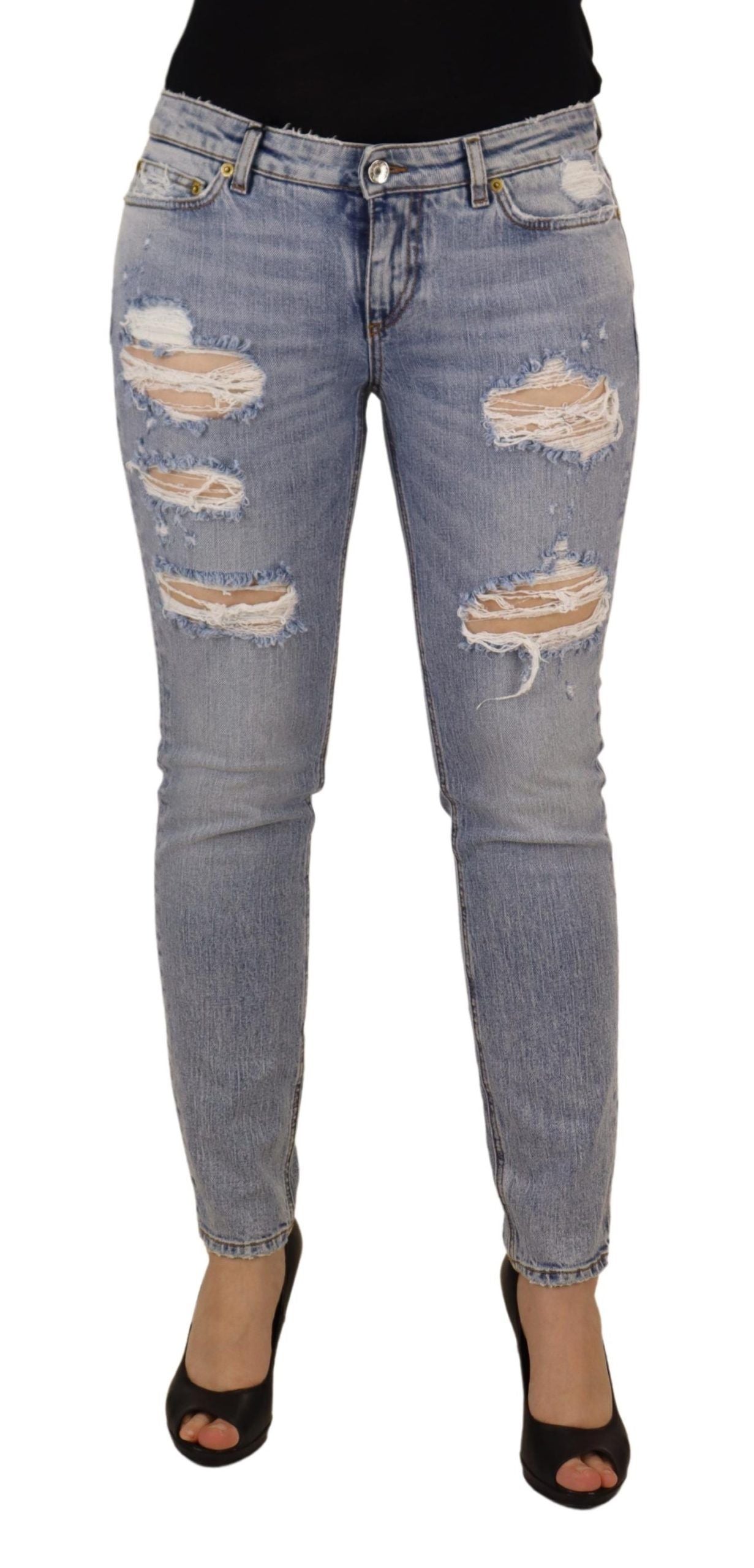 Blå skinny jeans med låg midja i bomull och stretch