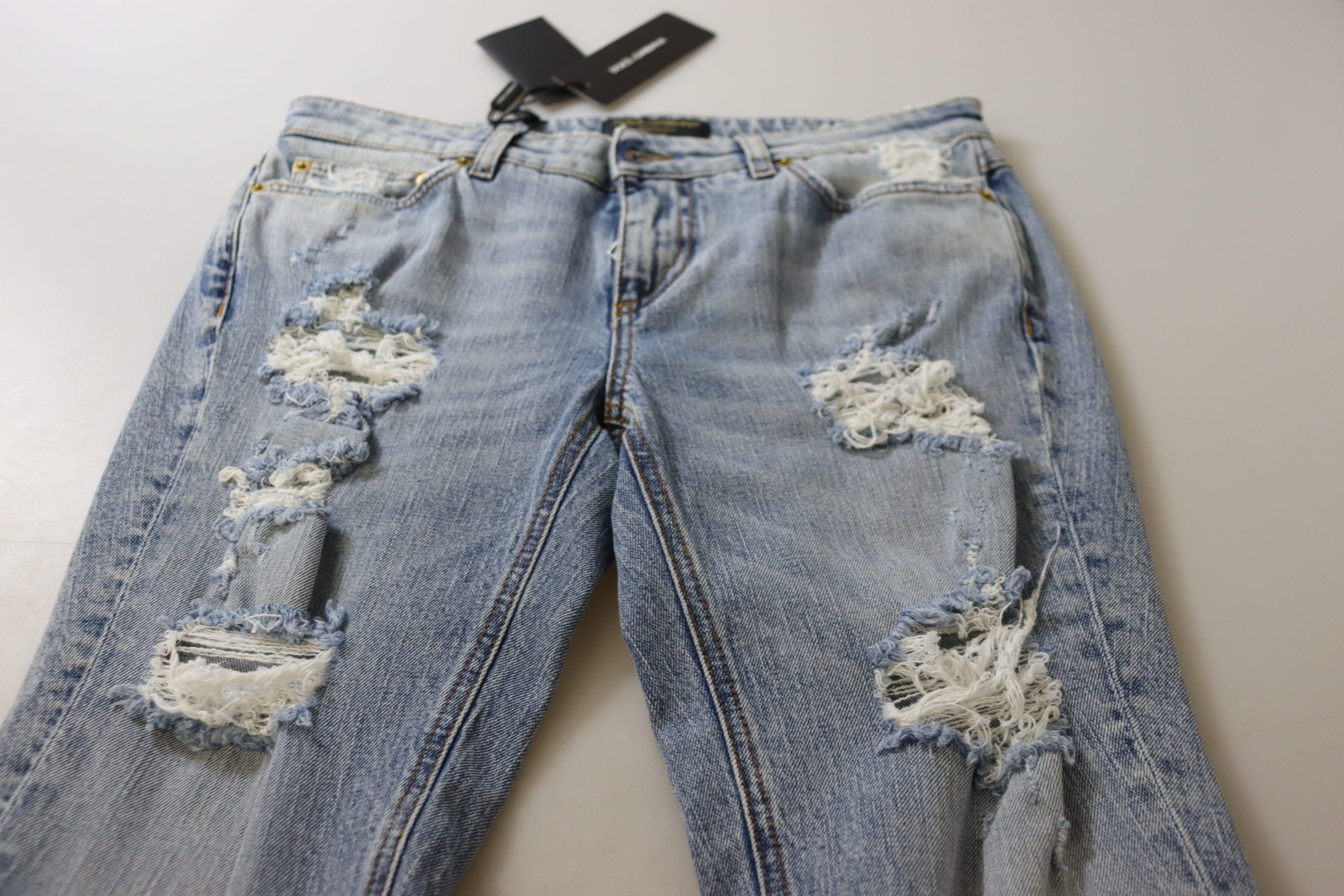 Blå skinny jeans med låg midja i bomull och stretch