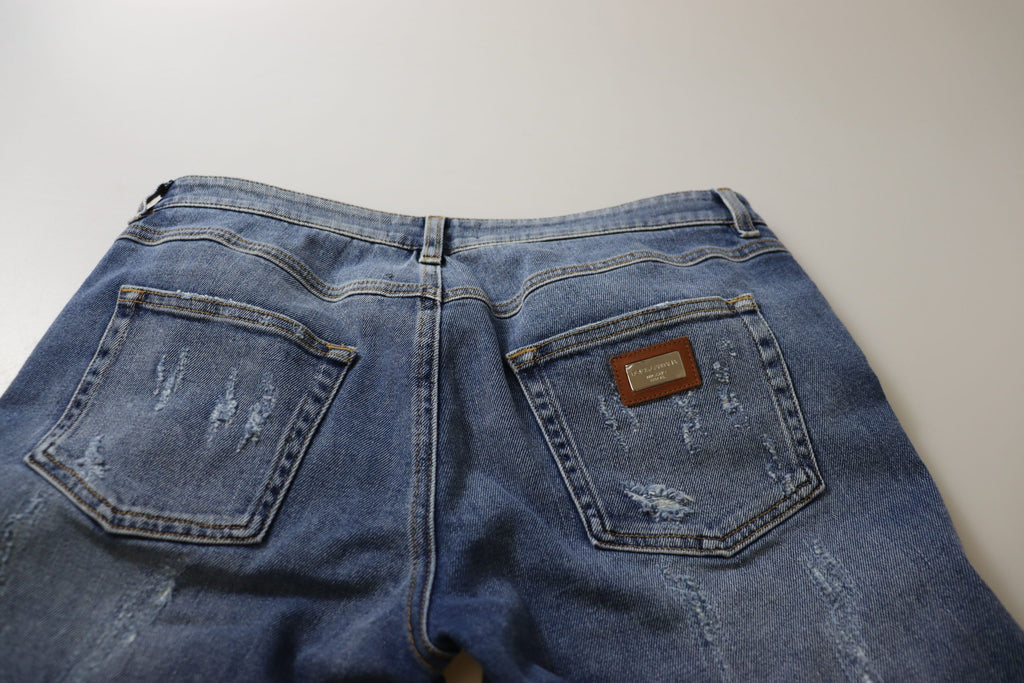 Blå tvättade bomulls skinny lågmidjade denimjeans