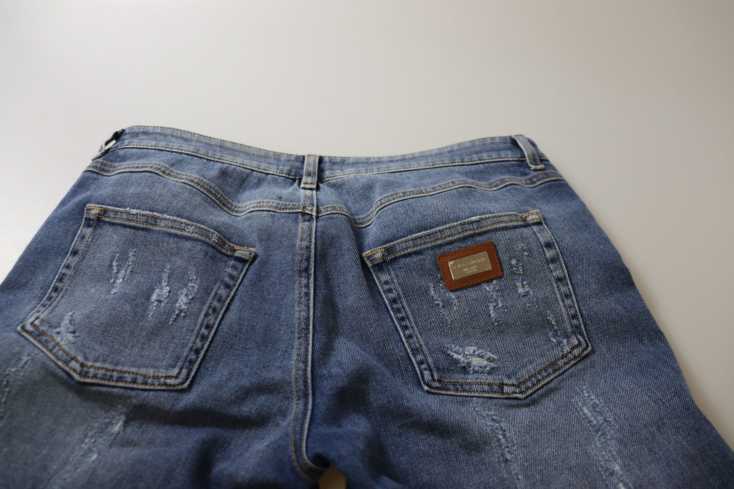 Blå tvättade bomulls skinny lågmidjade denimjeans