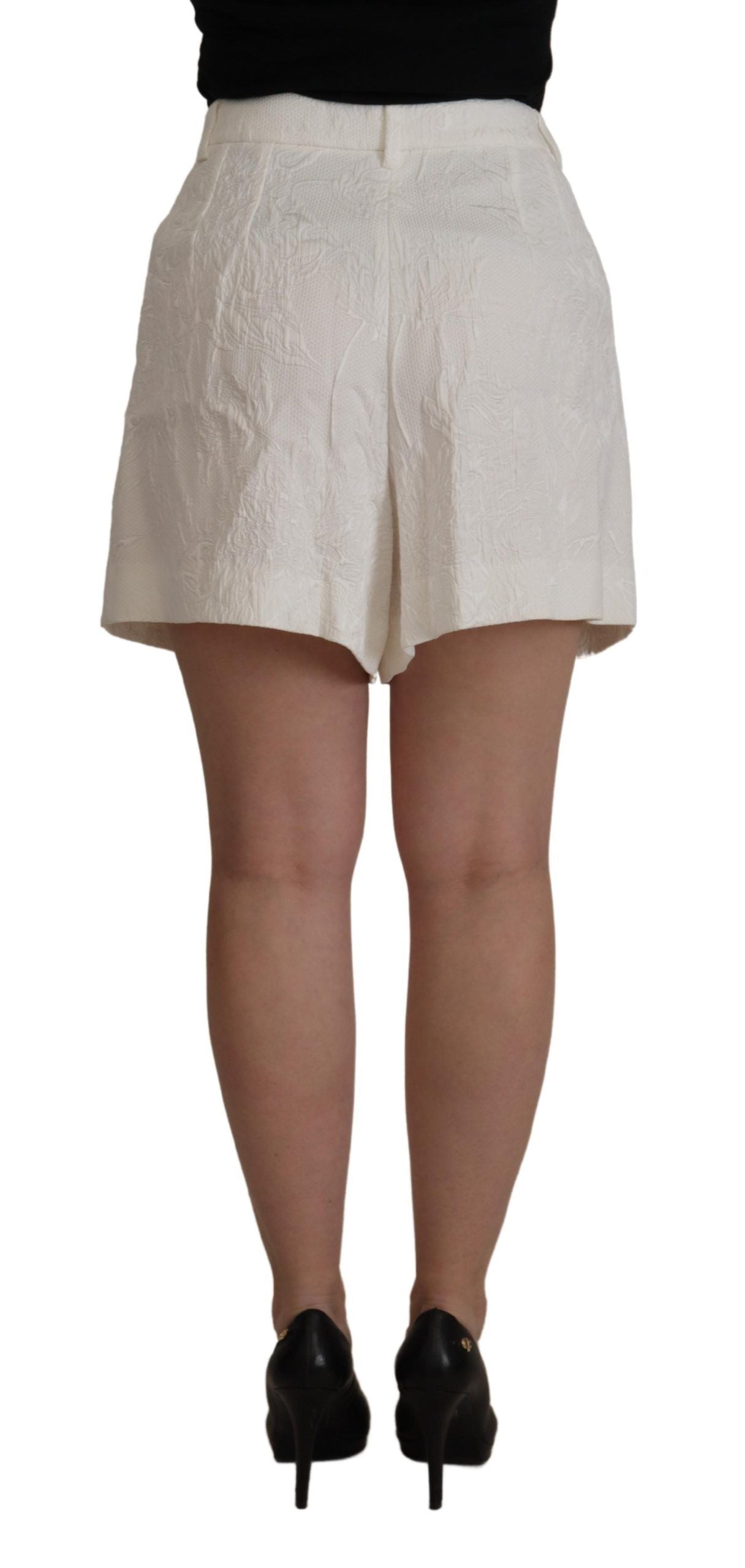 Vita högmidjade culotteshorts i bomull
